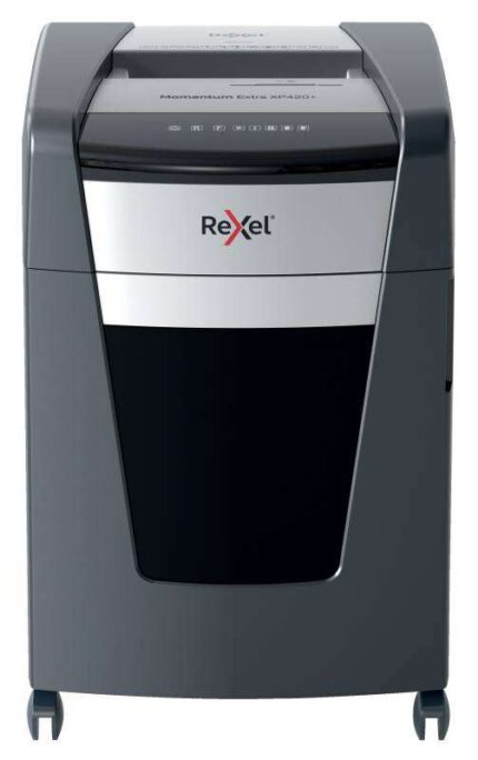 Rexel Momentum Extra XP420+ Distruggidocumenti manuale a taglio a particelle P-4 - Distrugge fino a 20 fogli alla volta - Senza inceppamenti - Colore grigio/argento