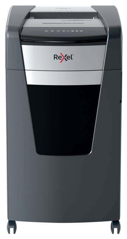Rexel Momentum Extra XP422+ Distruggidocumenti a taglio a particelle senza inceppamenti - 22 fogli A4 - Tecnologia di rilevamento attivo anti-inceppamento - Elevato livello di sicurezza P4 - Nero