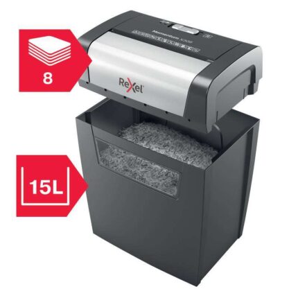 Rexel Momentum X308 Distruggidocumenti manuale a taglio confetti P-3 - Funzionamento continuo 3 minuti - Cestino da 15 L - Colore grigio