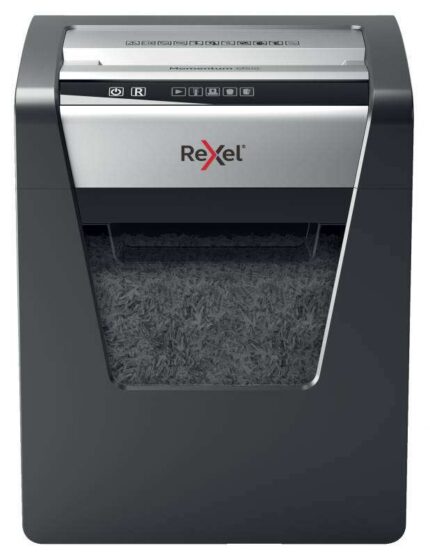 Rexel Momentum M510 Distruggidocumenti manuale a microtaglio in particelle P-5 - Distrugge fino a 10 fogli alla volta - Tecnologia anti-inceppamento - Cestino da 23 L - Colore grigio/argento