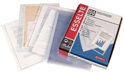 Esselte Confezione da 100 buste portadocumenti - Formato quarto - PVC liscio - Multitaladro-11 - Trasparente