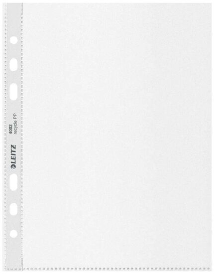Leitz A5 Recycle Pack da 25 buste Mutitaladro A5 - 6 fori - Plastica riciclata - 100% riciclabile - Trasparente