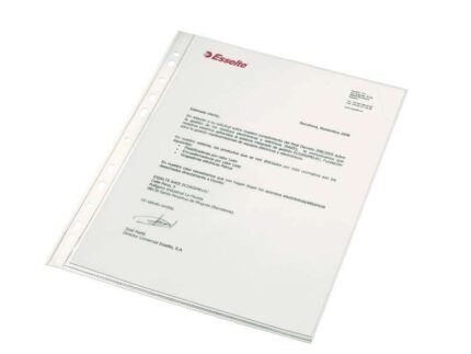 Esselte Confezione da 100 buste portadocumenti multiforo in PP - Formato A4 - Qualità Luxe Vetro liscio extra - 11 fori - Trasparente