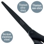 Leitz Quality Forbici in acciaio inossidabile 18 cm - Rivestimento in titanio - Antiaderenti - Impugnatura ergonomica - Colore nero - immagine 2