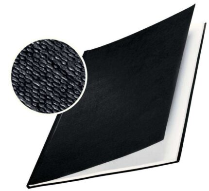 Leitz Confezione da 10 copertine rigide Impressbind 7 mm - Capacità da 36 a 70 fogli A4 - Rilegatura di alta qualità - Superficie esterna in lino laccato - Carta bianca senza acidi - Colore nero