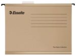 Esselte Classic Folio Confezione da 50 cartelline sospese rinforzate Folio - Include visori in plastica trasparente ed etichette bianche - 100% cartone kraft riciclato - Colore marrone kraft - immagine 2