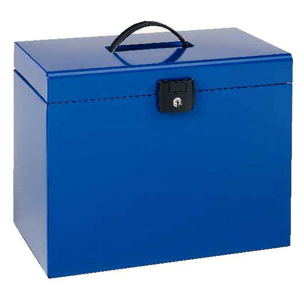 Esselte Home-Box A4 Valigetta metallica - con 5 cartelle - Blu - con maniglia e serratura con chiave