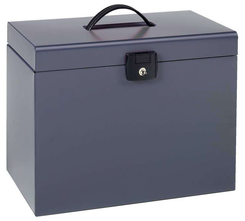 Esselte Valigetta Home-Box A4 in metallo - 5 cartelle - Maniglia e serratura con chiave - Colore grigio antracite