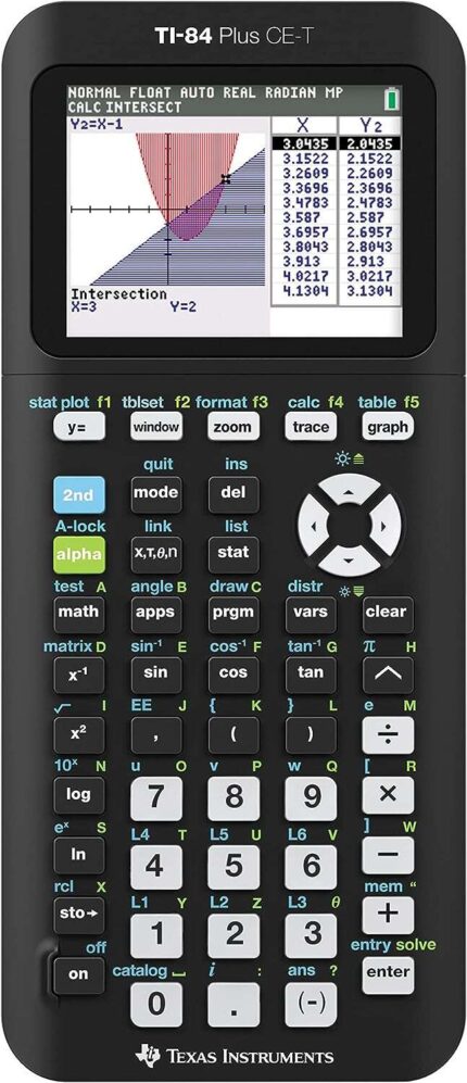 Texas-Instruments TI-84 Plus CE Calcolatrice grafica - Schermo a colori retroilluminato - Supporta la programmazione - 13 applicazioni incluse - Colore nero