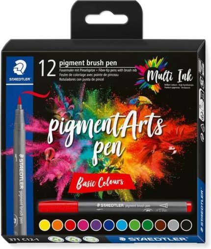 Staedtler 371 Confezione da 12 pennarelli a punta morbida - Colori vivaci e brillanti - Non ingialliscono nel tempo - Nuova inchiostro Multi Ink - Pigmenti di prima qualità - Colori assortiti