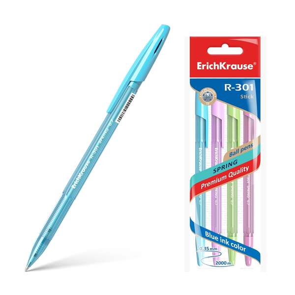 Erichkrause Confezione da 4 penne a sfera R-301 Spring Stick 0 Erichkrause Confezione da 4 penne a sfera R-301 Spring Stick 0