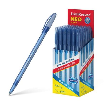 Erichkrause Penna Neo Original - Punta a ago sofisticata Fine Tip - Corpo rotondo traslucido opaco - Inchiostro blu