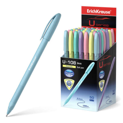 Erichkrause Penna a sfera U-108 Pastel Stick 1.0 - Tecnologia Ultra Glide - Inchiostro blu