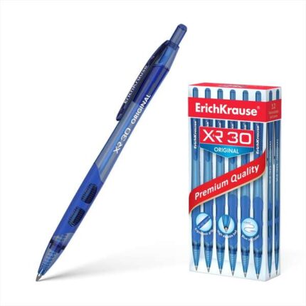 Erichkrause Penna a sfera automatica Xr-30 - Corpo rotondo traslucido - Zona di presa ergonomica - Punta a 5 canali - Inchiostro ad asciugatura rapida - Colore blu