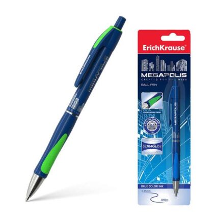 Erichkrause Megapolis Concept - Penna a sfera ricaricabile - Corpo satinato con impugnatura ergonomica - Inchiostro ad asciugatura rapida - Colore blu