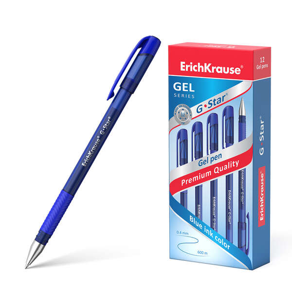 Erichkrause Penna Gel G-Star 05 - Corpo traslucido con impugnatura in gomma - Punta da 0