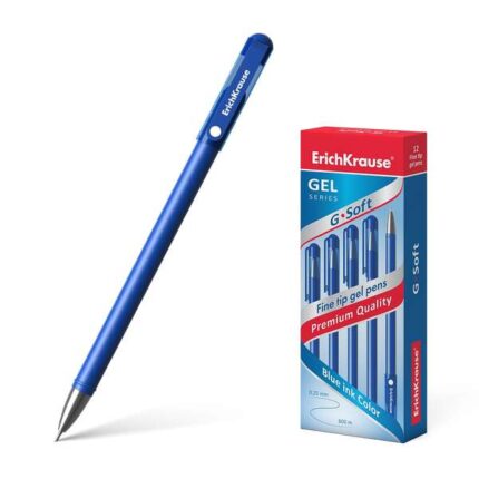 Erichkrause Penna Gel G-Soft - Rivestimento Soft Touch - Punta Fine a Ago - Inchiostro ad Asciugatura Rapida - Colore Blu