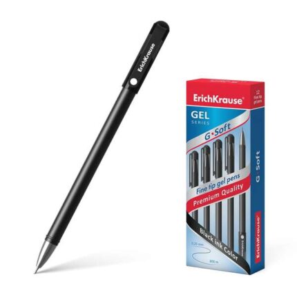 Erichkrause Penna gel G-Soft - Rivestimento Soft Touch - Punta fine a forma di ago - Inchiostro ad asciugatura rapida - Colore nero