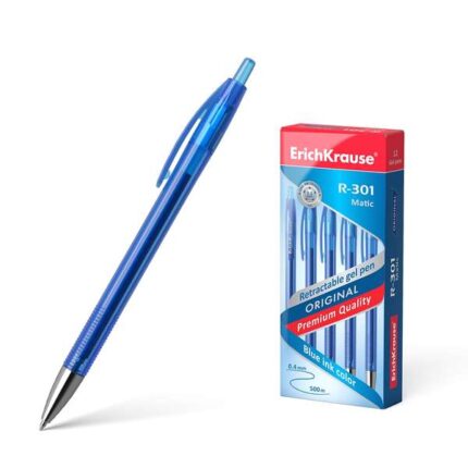 Erichkrause Penna a gel automatica R-301 Original Gel Matic - Inchiostro a gel ad asciugatura rapida - Corpo trasparente con impugnatura profilata - Colore blu