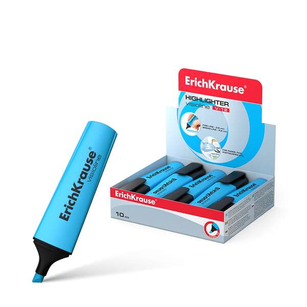 Erichkrause Visioline V-12 Pennarello fluorescente - Punta smussata - Inchiostro a base d'acqua - Colore blu Erichkrause Visioline V-12 Pennarello fluorescente - Punta smussata - Inchiostro a base d'acqua - Colore blu