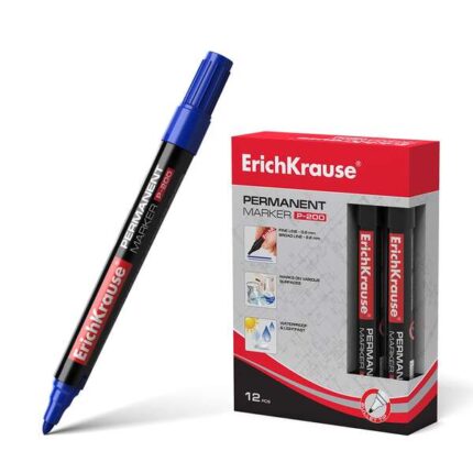 Erichkrause Pennarello permanente P-200 - Punta a forma di proiettile - Resistente all'acqua e ai raggi UV - Colore blu