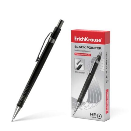 Portamine Erichkrause Black Pointer 05 mm - Stile classico con dettagli in metallo - Punta retrattile - Durezza HB - Mine da 05 mm - Colore nero