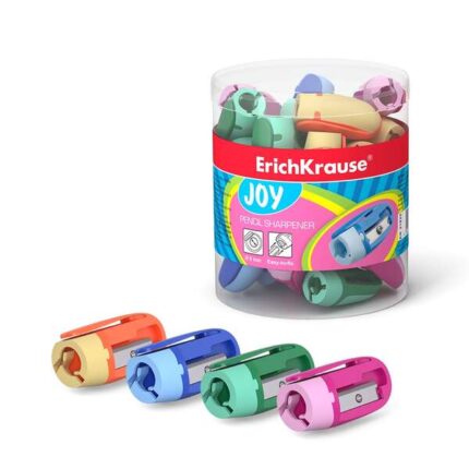 Erichkrause Joy Temperamatite in plastica - 1 foro da 8 mm - Lama a spirale in acciaio al carbonio - Clip di fissaggio - Colori assortiti