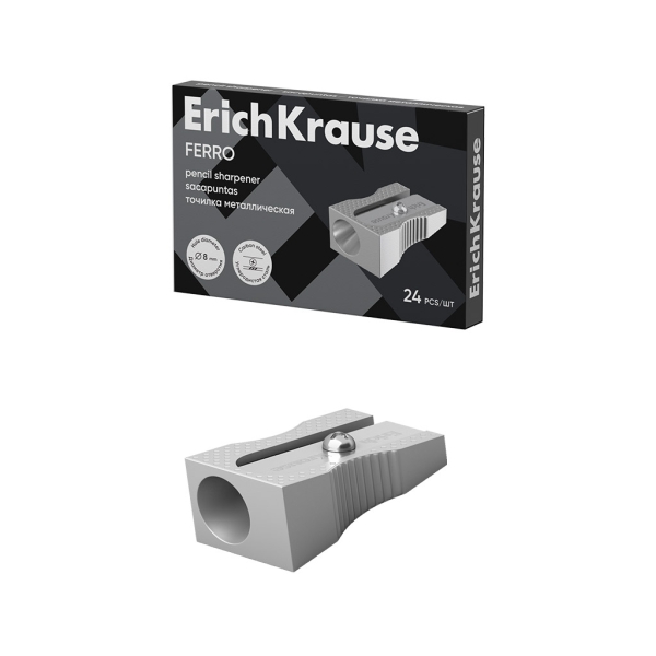 Erichkrause Ferro Temperamatite in alluminio con impugnatura ergonomica - Foro da 8 mm - Lama in acciaio al carbonio - Colore alluminio