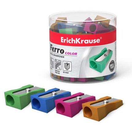 Erichkrause Ferro Color Temperamatite in alluminio con impugnatura ergonomica - Foro da 8 mm - Lama in acciaio al carbonio - Colori assortiti