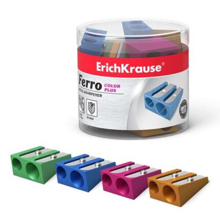 Erichkrause Ferro Color Plus - Temperamatite doppio in alluminio - Impugnatura ergonomica - Diametro 8 mm e 11 mm - Colori assortiti