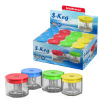 Erichkrause S-Keg Temperamatite con contenitore - 1 foro - Lama in acciaio al carbonio - Colori assortiti