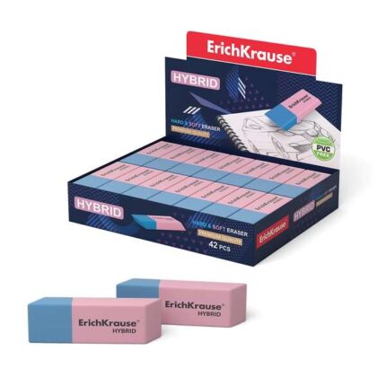 Erichkrause Hybrid Gomma da cancellare a doppia faccia - Diversi gradi di durezza - Gomma termoplastica ipoallergenica - Colore rosa e blu