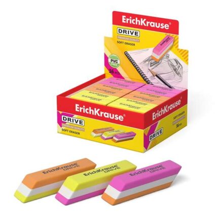 Erichkrause Drive Gomma da cancellare morbida di forma classica - Realizzata in gomma termoplastica ipoallergenica - Design a tre strati di colore - Priva di impurità - Non contiene PVC - Colore nero