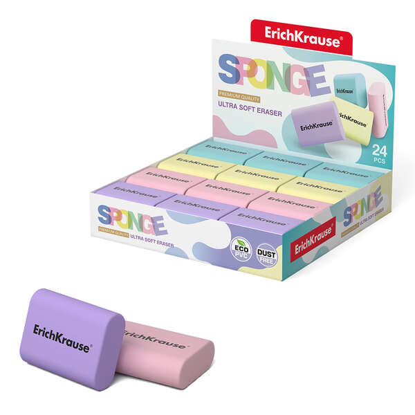 Erichkrause Sponge Gomma da cancellare - Gomma super morbida - Forma ergonomica - Eco-PVC ipoallergenico - Colore bianco