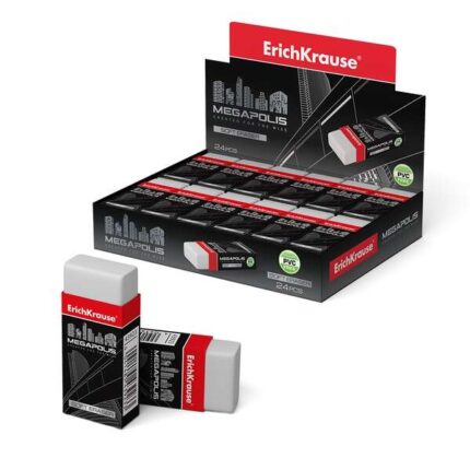 Erichkrause Megapolis Gomma morbida - Realizzata in gomma termoplastica ipoallergenica - Ecologica e moderna - Confezione in cartone - Senza PVC - Colore bianco