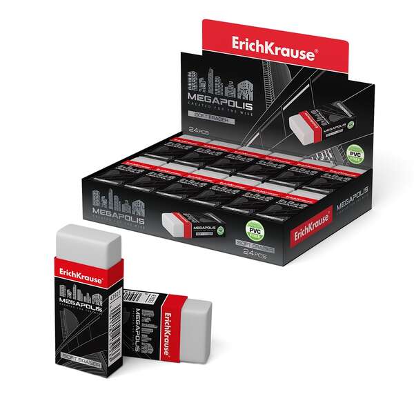 Erichkrause Megapolis Gomma morbida - Realizzata in gomma termoplastica ipoallergenica - Ecologica e moderna - Confezione in cartone - Senza PVC - Colore bianco