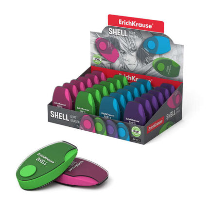 Erichkrause Shell Gomma morbida dalla forma originale - Realizzata in gomma termoplastica ipoallergenica - Involucro protettivo in plastica con meccanismo scorrevole - Colore blu