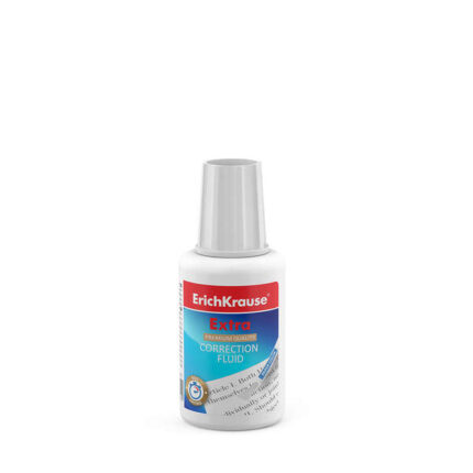Erichkrause Correttore liquido extra con pennellino applicatore 20 g - Asciugatura rapida - Risultato eccellente con ogni tipo di inchiostro - Colore bianco