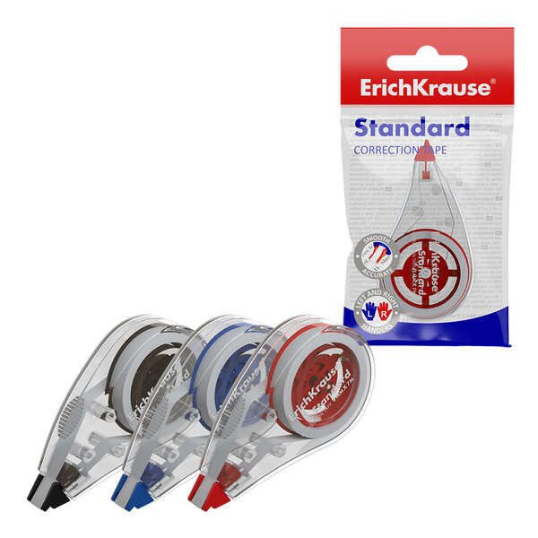 Erichkrause Standard Nastro correttore 5 mm x 7 m - Ideale per correzioni rapide e sicure - Asciugatura immediata - Colori assortiti a caso