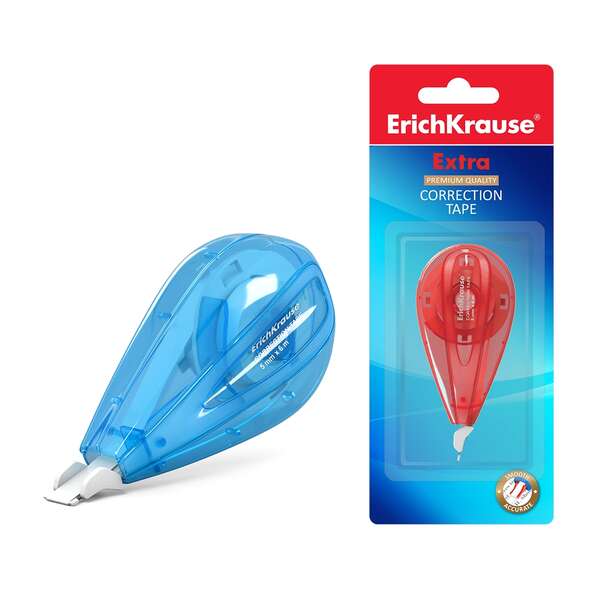 Erichkrause Extra Nastro correttore 5 mm x 6 m - Ideale per correzioni rapide e sicure - Asciugatura immediata - Colori assortiti a caso