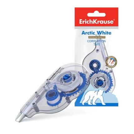 Erichkrause Arctic White Nastro correttore 5 mm x 8 m - Asciugatura immediata - Permette di scrivere sulla correzione - Controllo del nastro - Colore bianco