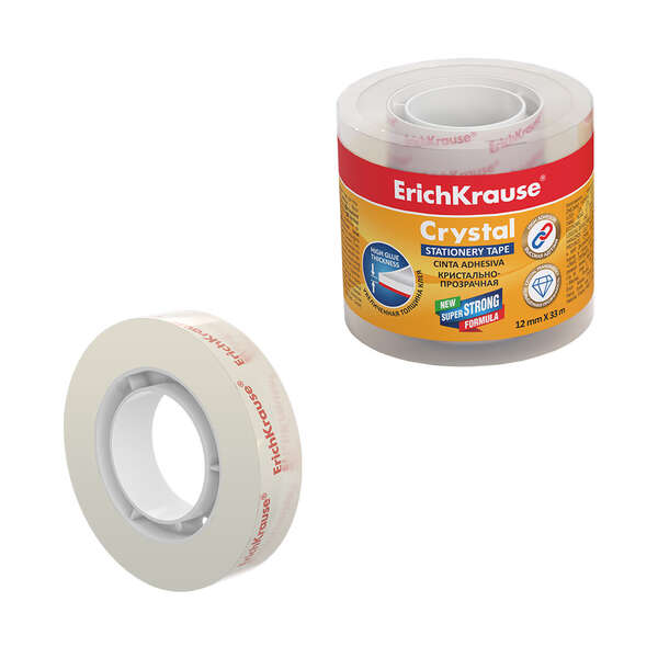 Nastro adesivo ErichKrause Crystal - 12 mm x 33 m - Trasparente