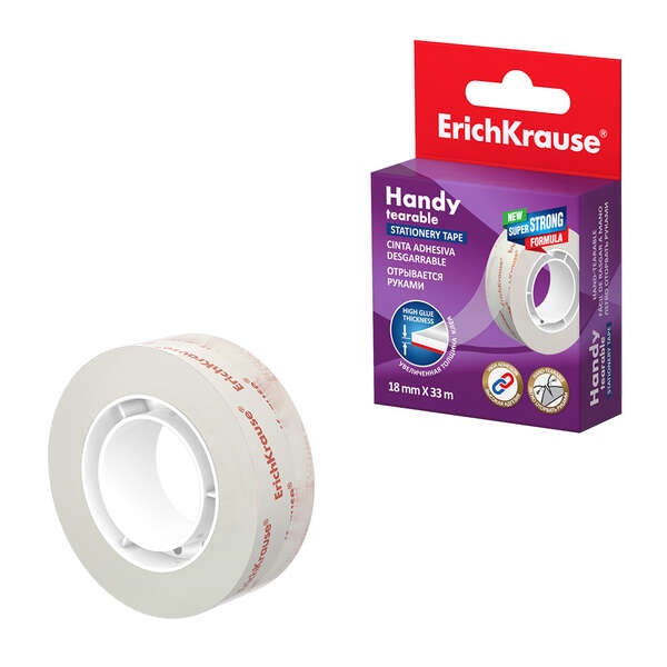 Erichkrause Handy Nastro adesivo a strappo facile 18 mm × 33 m - Alta trasparenza - Resistente alla luce