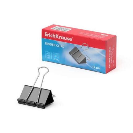 Erichkrause Confezione da 12 fermagli per fogli 32 mm - Capacità fino a 145 fogli - Resistente alla corrosione - Alta resistenza - Colore nero