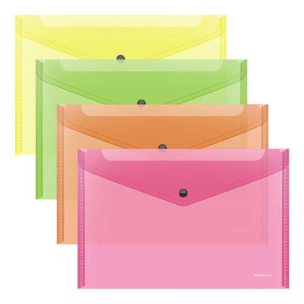 Buste Erichkrause Glossy Neon - Formato A4 - Semitrasparenti - Assortimento di colori - Colori assortiti