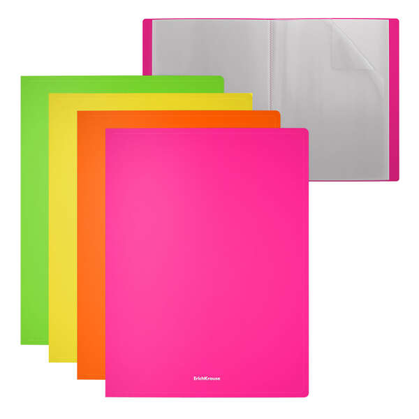 Cartelle con buste ErichKrause Matt Neon - 40 buste - Formato A4 - Assortimento di colori (4 pezzi per confezione) - Colori assortiti