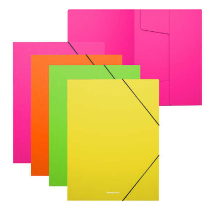 Erichkrause Confezione da 4 cartelline con alette Matt Neon A4 - Realizzate in polipropilene - Colori assortiti