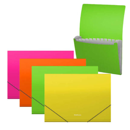 Raccoglitori ErichKrause Matt Neon - 12 buste - Formato A4 - Colori assortiti