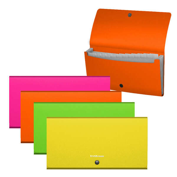 Raccoglitori ErichKrause Matt Neon - 12 buste - Formato assegno - Colori assortiti