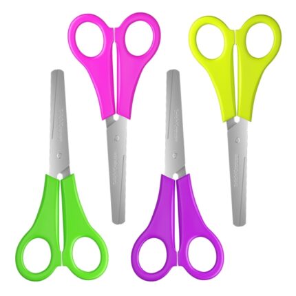 5 cm - Lame in acciaio inossidabile - Estremità arrotondate - Resistenti alla corrosione - Manici in plastica resistente - Colori assortiti a caso